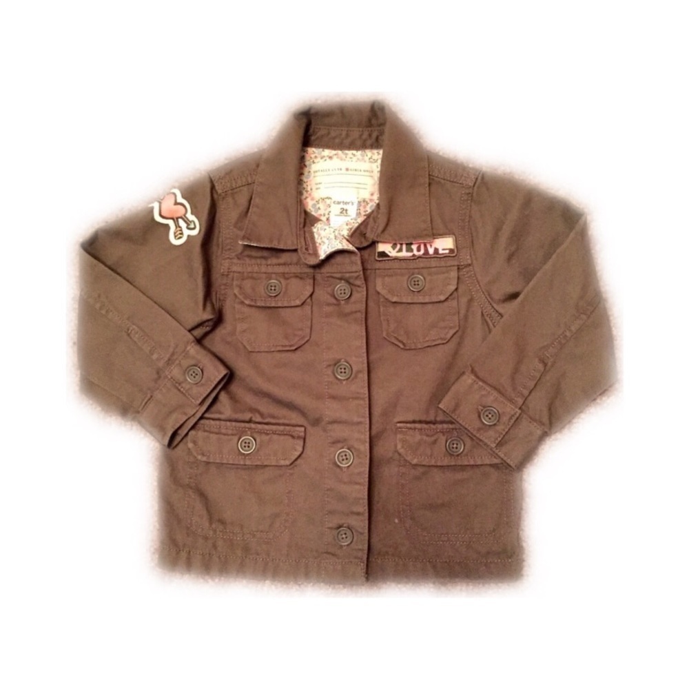 CARTER’S “LOVE” Olive Green Utility /Cargo Jacket Size 4T